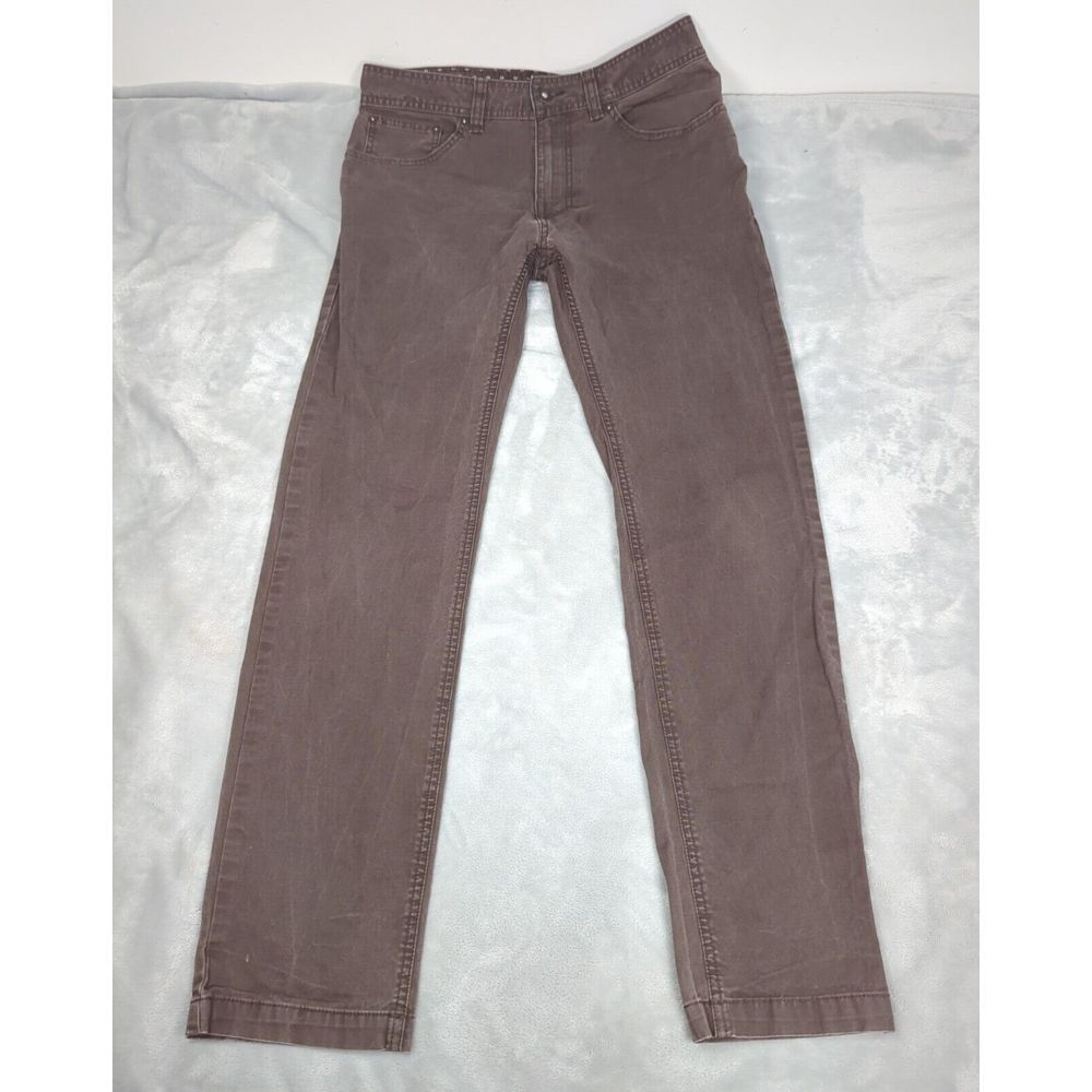 Prana Pants Mens 32x31 Brown Tuscon Zip 5-Pocket Straight Slim Organic Cotton